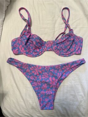 Kulani Kinis Blue and Pink Floral Bikini